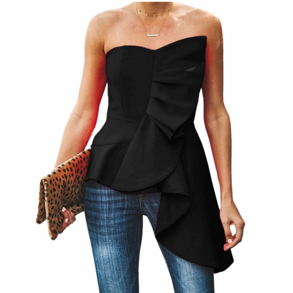 🆕 Strapless Ruffled Tank